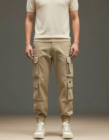 Pantalon Cargo Avec Elastique - Beige Gabardine