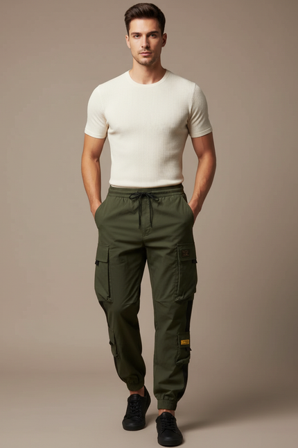 Pantalon Cargo Vert Kaki - Toile