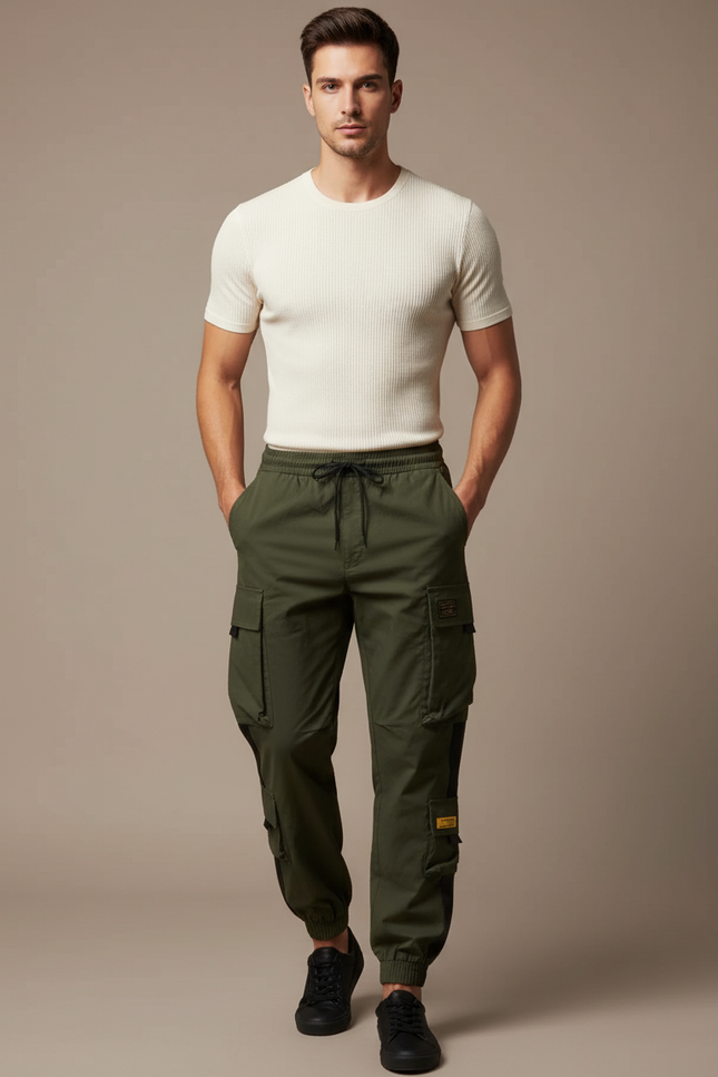 Pantalon Cargo Vert Kaki - Toile
