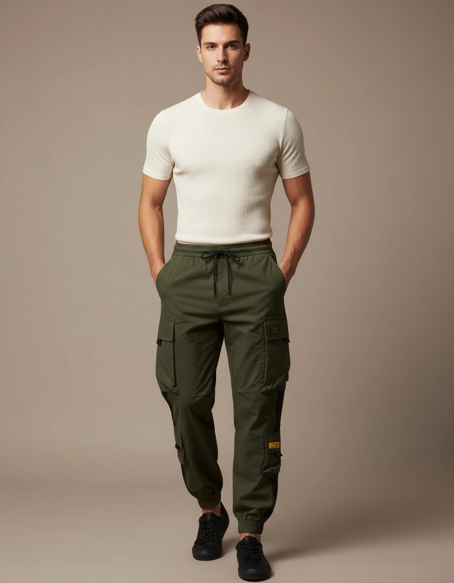 Pantalon Cargo Vert Kaki - Toile