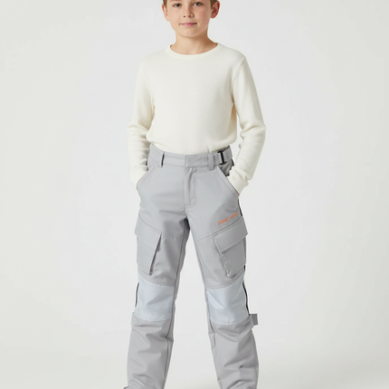 Pantalon Cargo Gris Multipoches Garçon Décontracté - Polyester