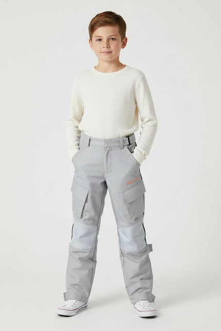 Pantalon Cargo Gris Multipoches Garçon Décontracté - Polyester