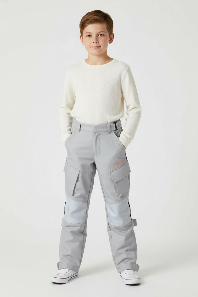 Pantalon Cargo Gris Multipoches Garçon Décontracté - Polyester