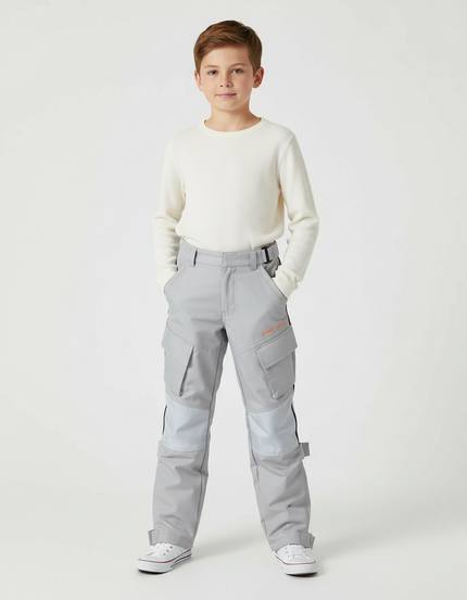 Pantalon Cargo Gris Multipoches Garçon Décontracté - Polyester
