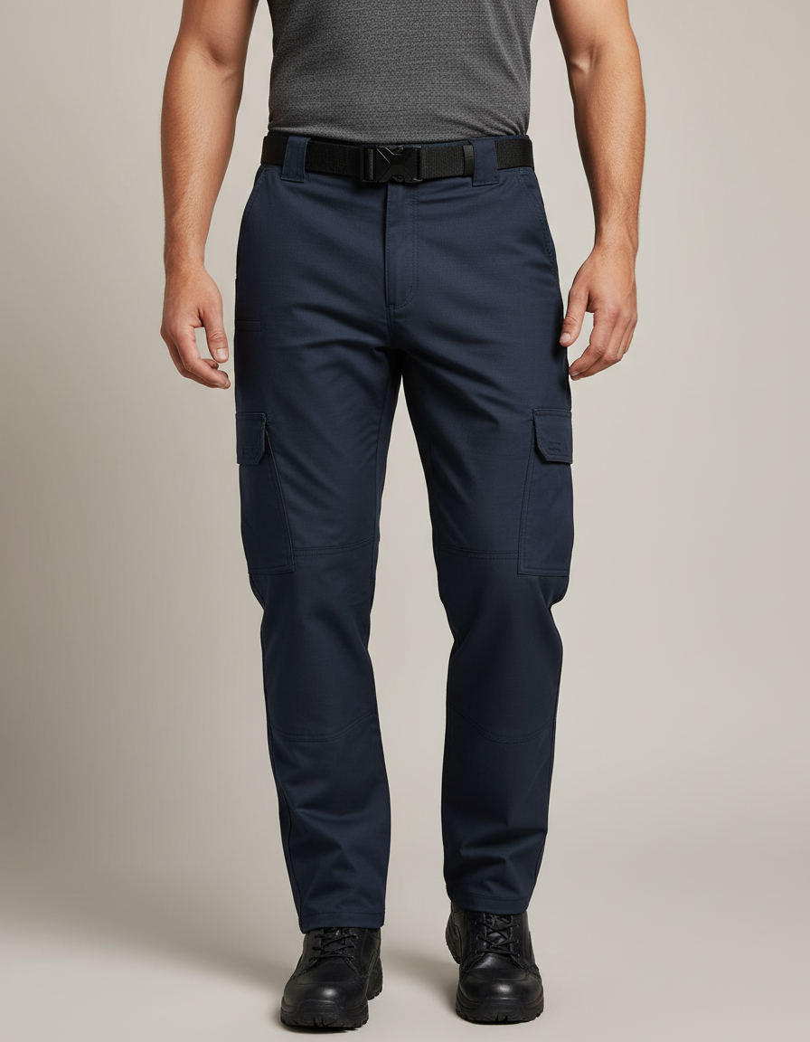 Pantalon Cargo Homme Bleu Marine Tactique Multi-Poches - Gabardine