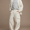 Pantalon Cargo Crème Côtelé Ample Décontracté Unisexe - Beige Cordé