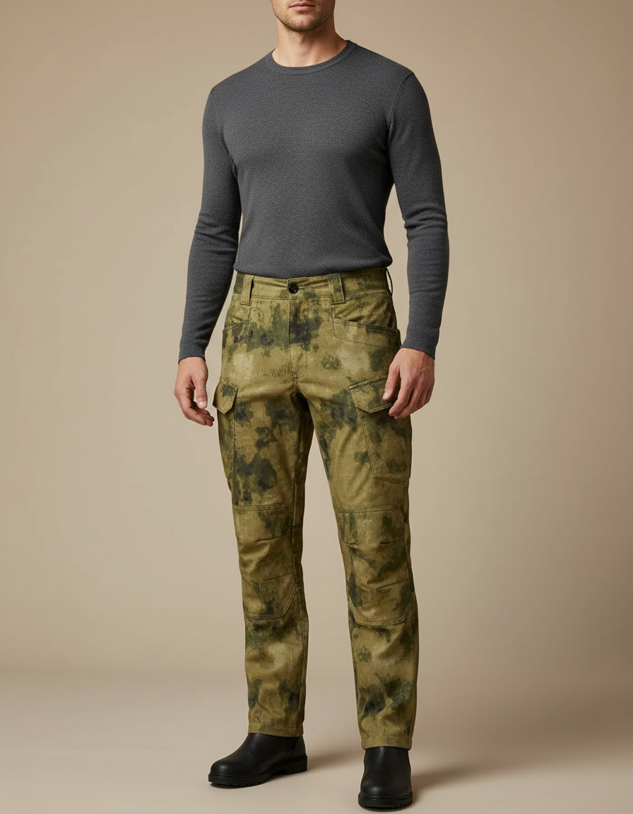 Pantalon Cargo Camo - Kaki Toile