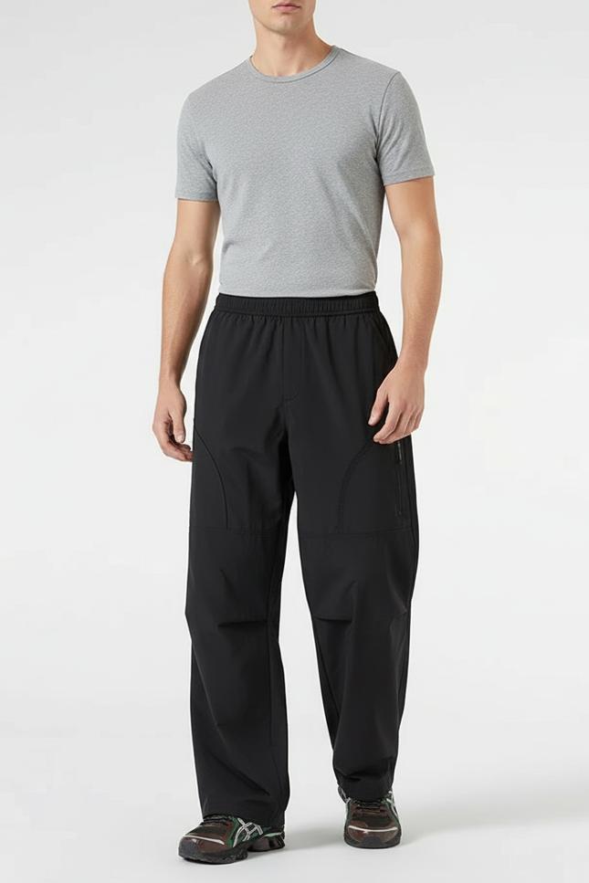 Pantalon Cargo Noir Homme Ample Décontracté Multipoches - Polyester