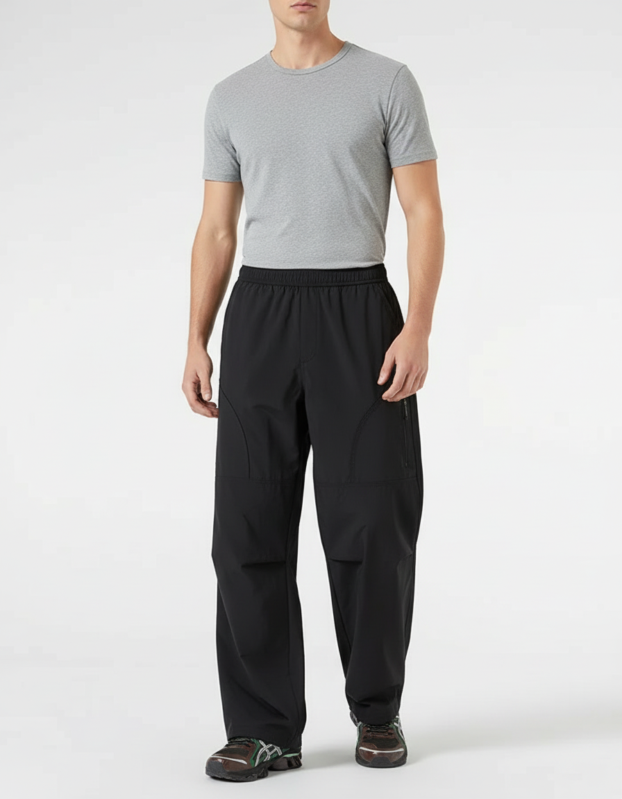 Pantalon Cargo Noir Homme Ample Décontracté Multipoches - Polyester