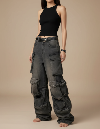 Pantalon Cargo Femme Anthracite