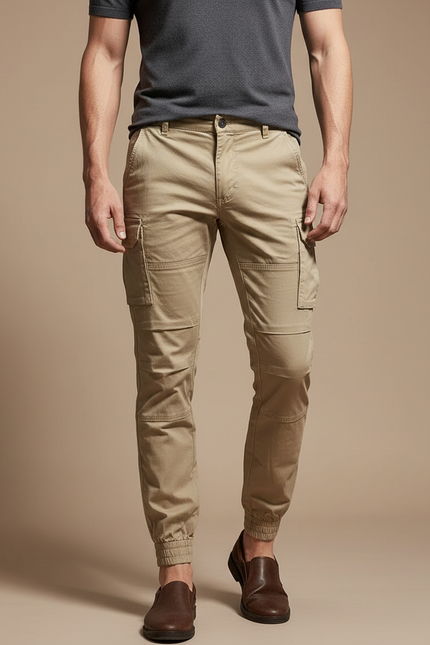 Pantalon Cargo Beige Homme Coton Slim Jogger