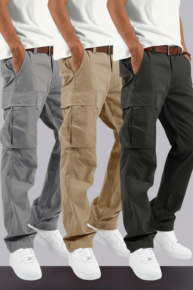 Pantalon Cargo Homme Coton Ample Décontracté Multipoches - Beige