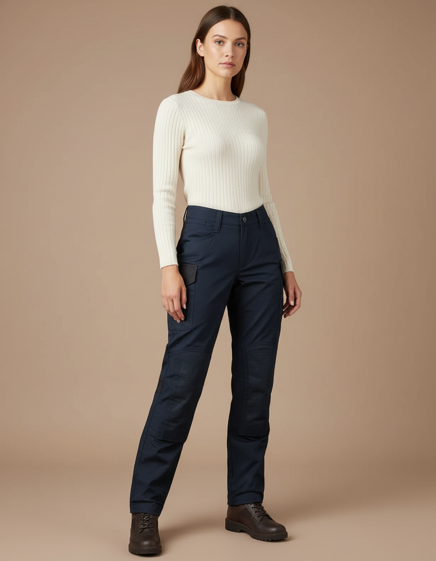Pantalon Cargo Femme Marine Renforcé Décontracté - Polyester