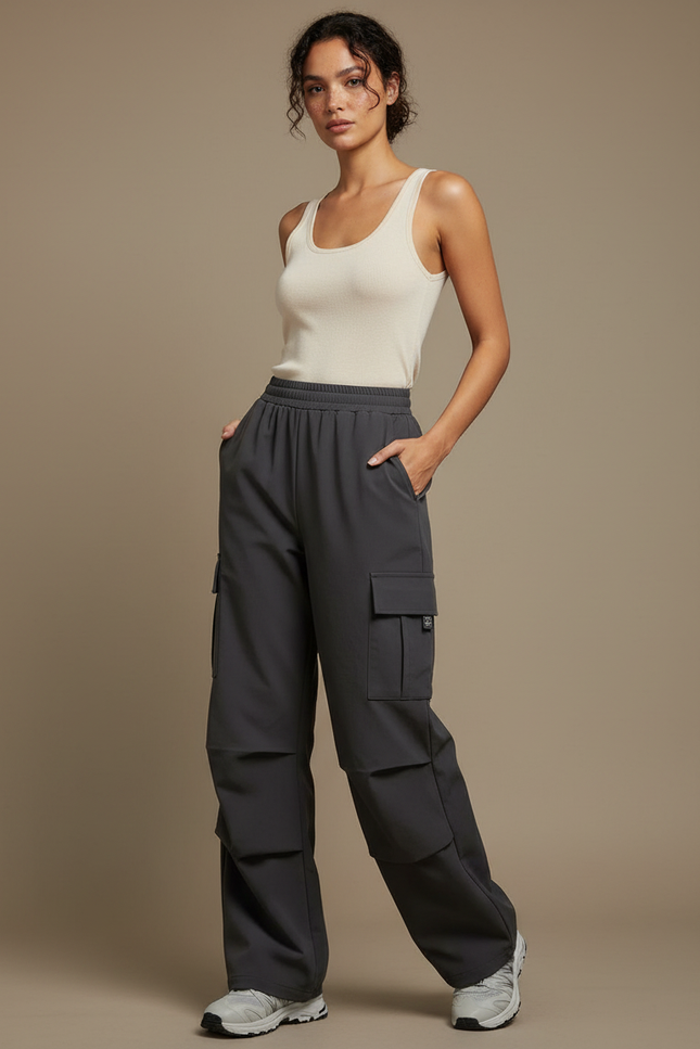 Pantalon Cargo Randonnée Femme - Gris Polyester