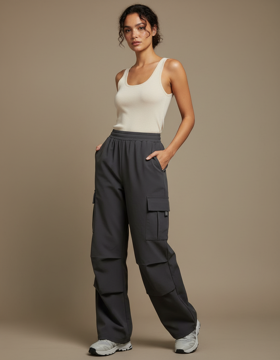 Pantalon Cargo Randonnée Femme - Gris Polyester