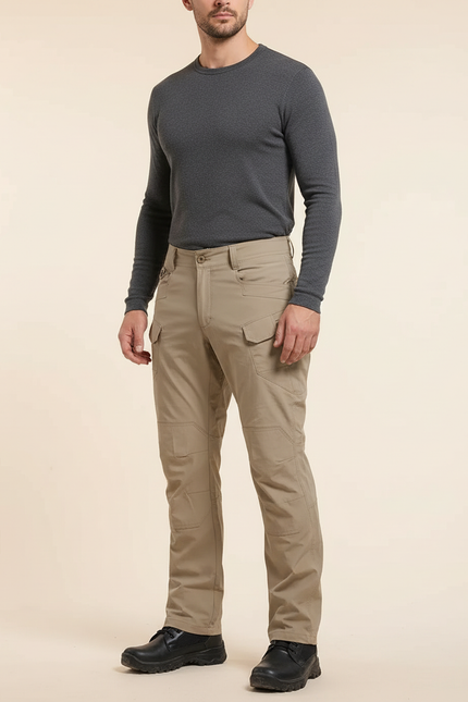 Pantalon Cargo Homme Kaki Tactique Multipoches Résistant Décontracté - Polyester