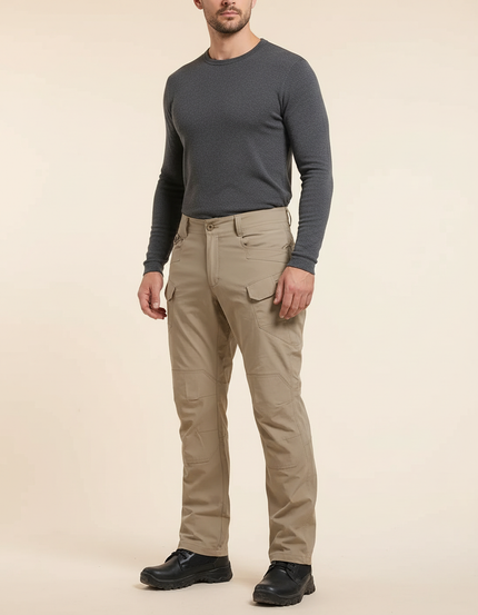 Pantalon Cargo Homme Kaki Tactique Multipoches Résistant Décontracté - Polyester