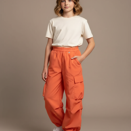 Pantalon Cargo Orange Femme - Polyester