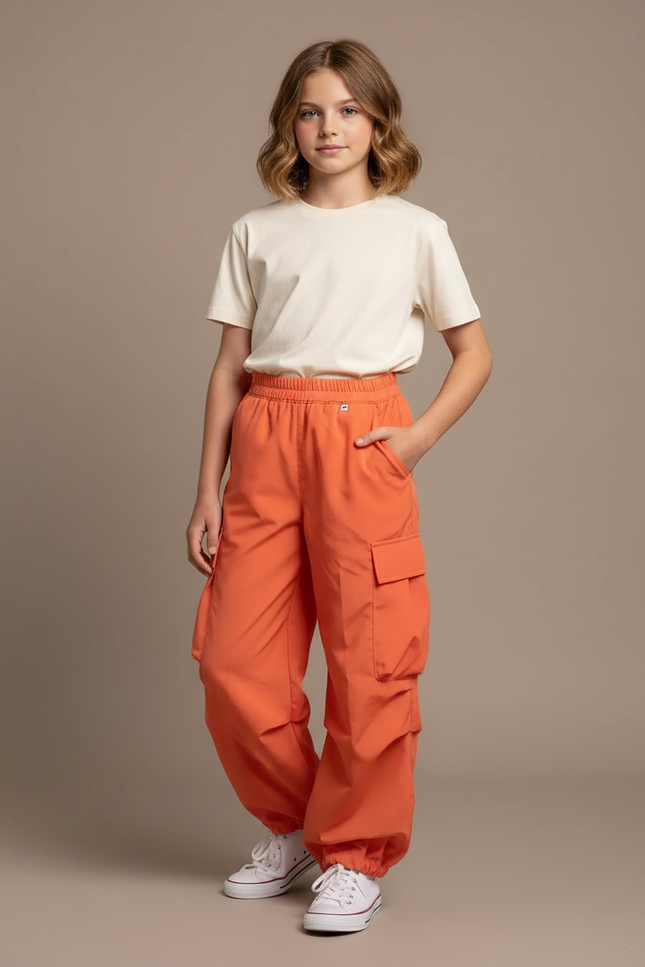Pantalon Cargo Orange Femme - Polyester