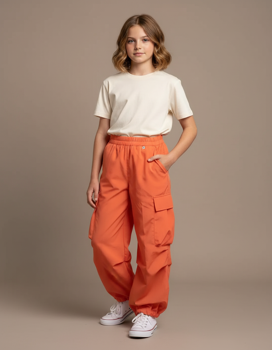 Pantalon Cargo Orange Femme - Polyester