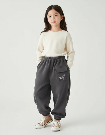 Pantalon Cargo Gris Ample Molleton Maison Enfant