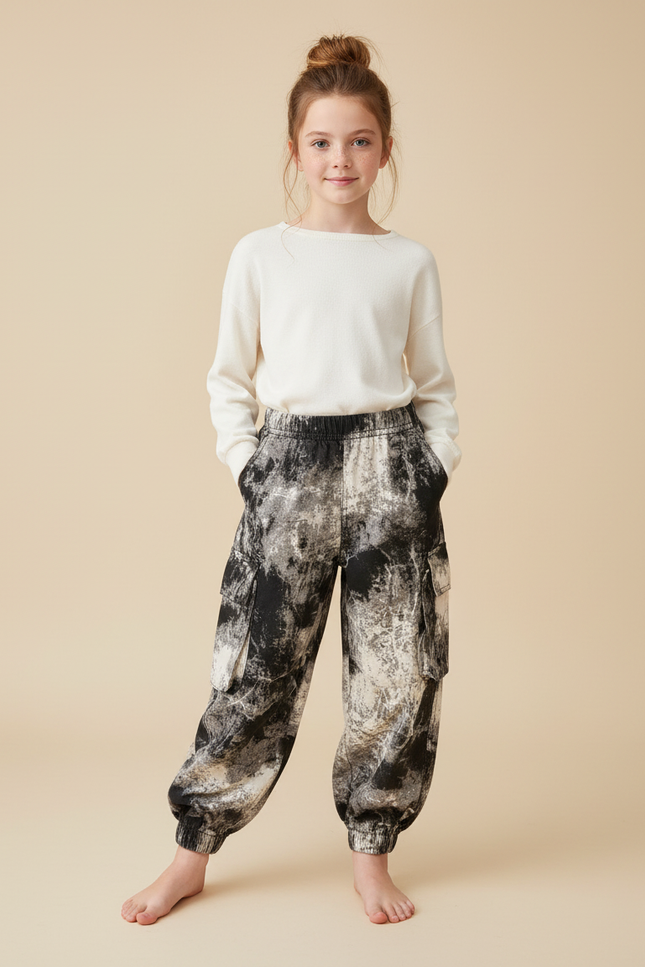 Pantalon Cargo Imprimé Abstrait Ample Poches Enfant - Viscose