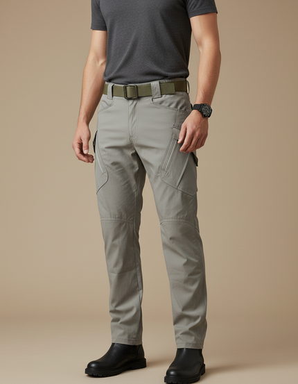 Pantalon Cargo Homme Tactique Gris Multipoches Résistant - Polyester