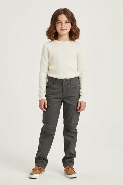 Pantalon Cargo Gris Enfant Coupe Droite Respirant - Toile