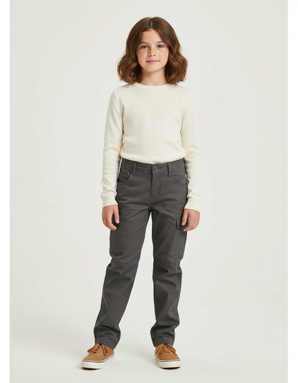 Pantalon Cargo Gris Enfant Coupe Droite Respirant - Toile