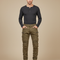 Pantalon Cargo Kaki Homme Slim Motard Plissé - Toile