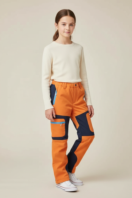 Pantalon Cargo Orange Marine Enfant Imperméable Hiver - Polyester