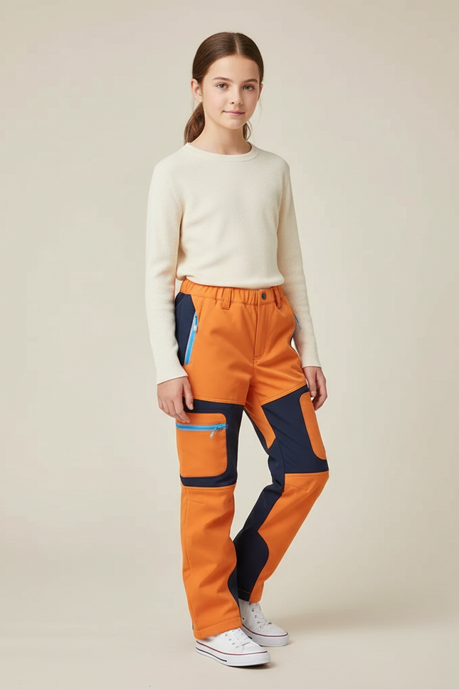 Pantalon Cargo Orange Marine Enfant Imperméable Hiver - Polyester