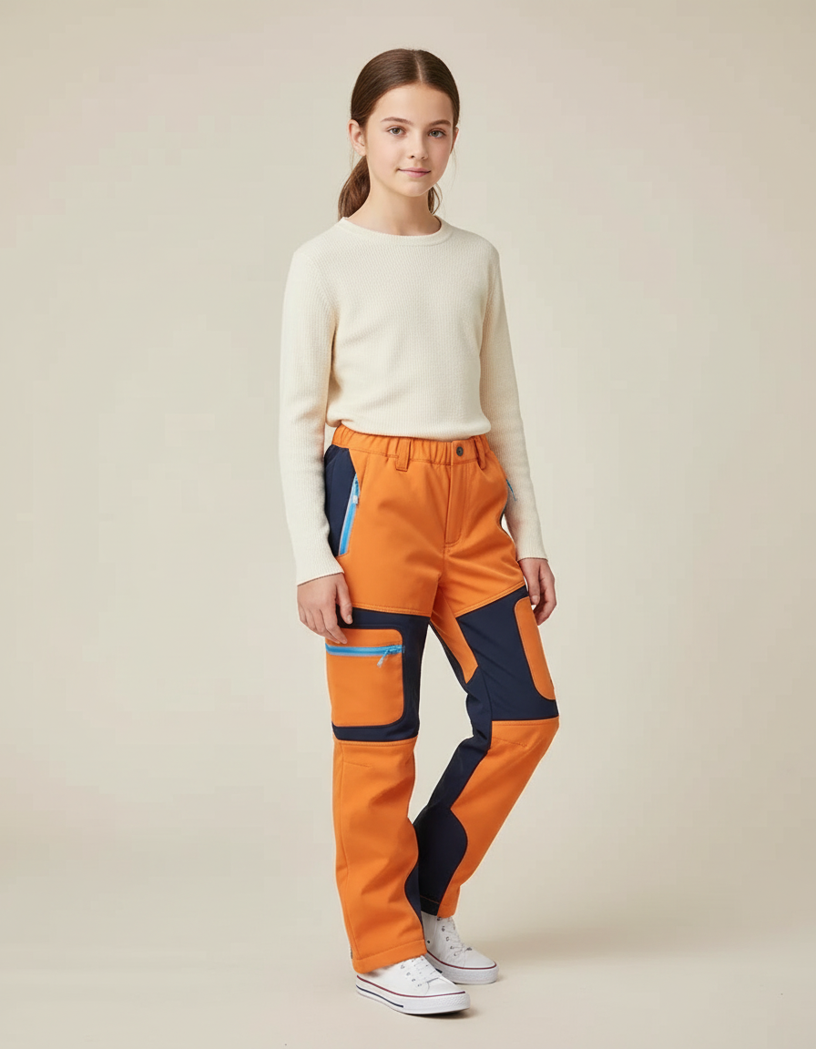 Pantalon Cargo Orange Marine Enfant Imperméable Hiver - Polyester