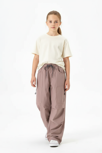 Pantalon Cargo Rose Ample Décontracté Unisexe - Polyester