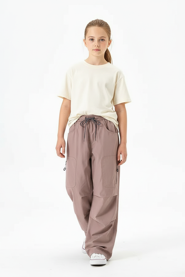Pantalon Cargo Rose Ample Décontracté Unisexe - Polyester