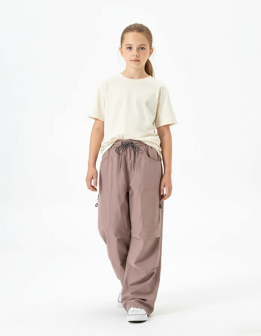 Pantalon Cargo Rose Ample Décontracté Unisexe - Polyester