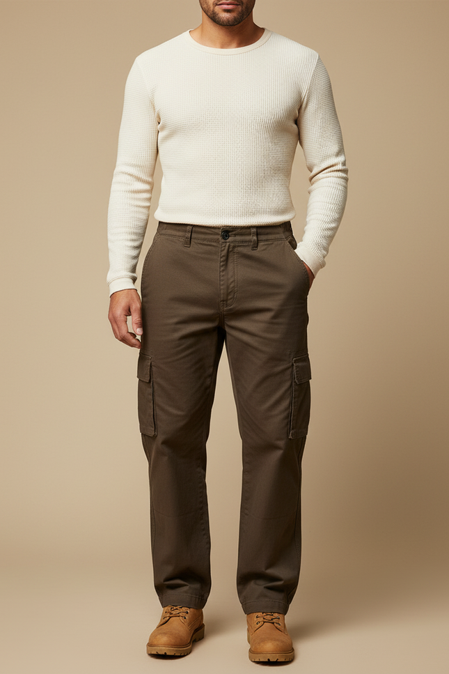Pantalon Cargo Homme Marron - Gabardine