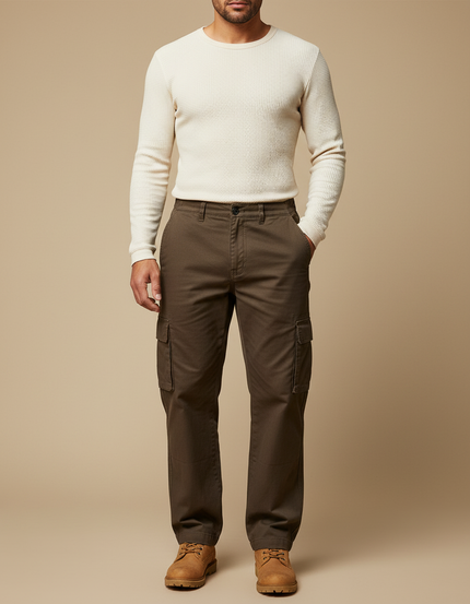 Pantalon Cargo Homme Marron - Gabardine