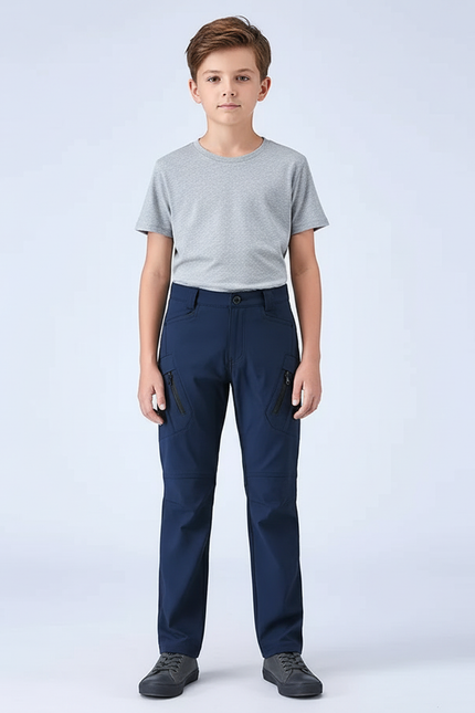 Pantalon Cargo Bleu Marine Multipoches Élastique Enfant - Polyester