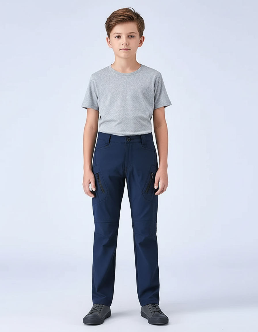 Pantalon Cargo Bleu Marine Multipoches Élastique Enfant - Polyester
