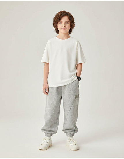 Pantalon Cargo Gris Ample Coton Enfant Décontracté - Molleton