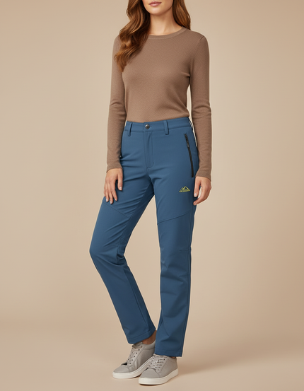 Pantalon Cargo Bleu Coupe Droite Imperméable Randonnée Femme - Polyester