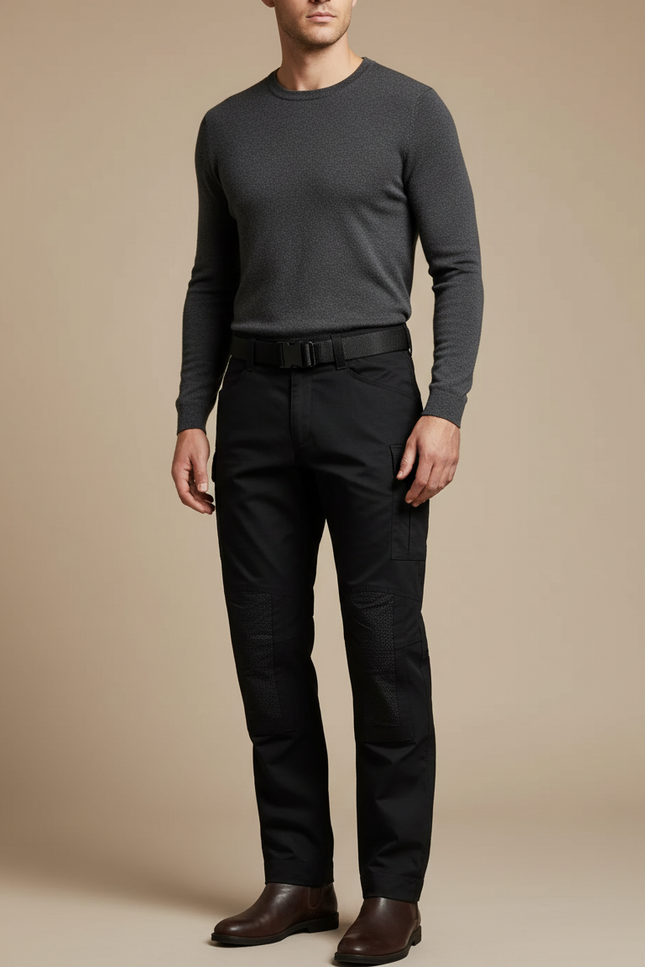 Pantalon Cargo Noir Homme Tactique Renforcé Multi-Poches - Toile