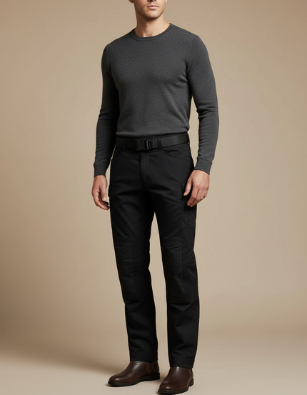 Pantalon Cargo Noir Homme Tactique Renforcé Multi-Poches - Toile