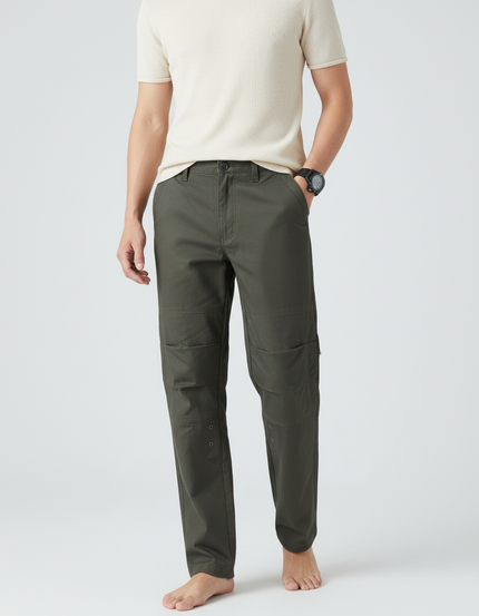 Pantalon Cargo Vert Ample Coton Renforcé Homme - Kaki