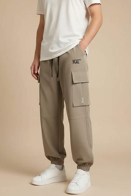 Pantalon Cargo Kaki Ample Décontracté Homme Streetwear - Molleton