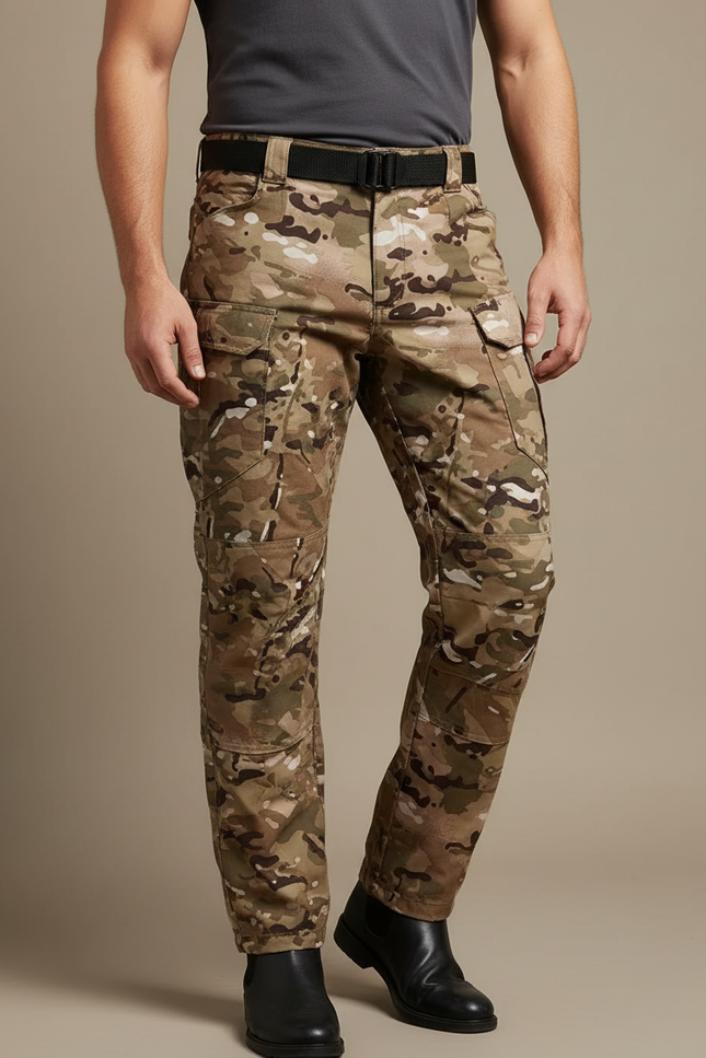Pantalon Cargo Camouflage Tactique Homme Multipoches Renforcé - Multicolore Toile