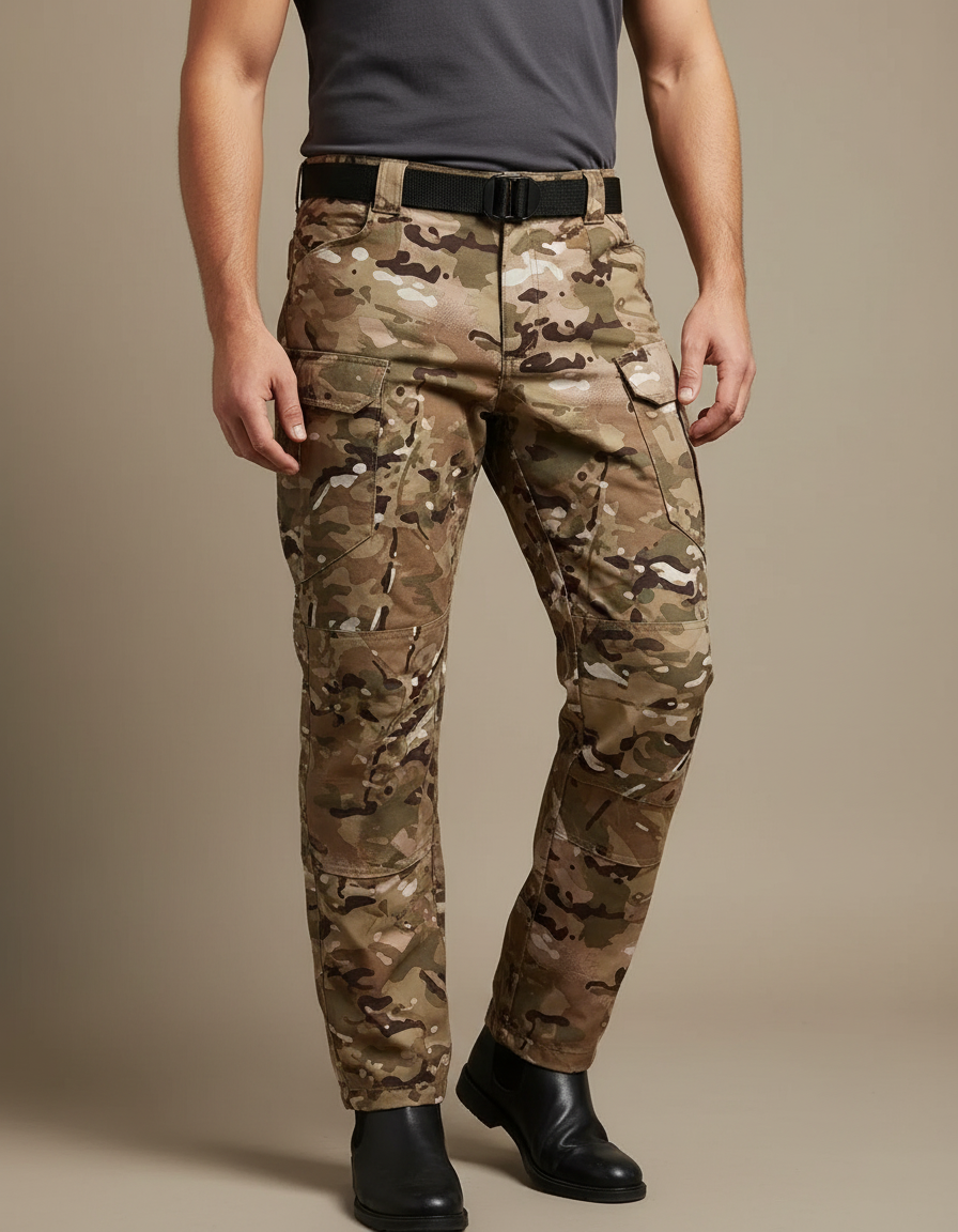Pantalon Cargo Camouflage Tactique Homme Multipoches Renforcé - Multicolore Toile