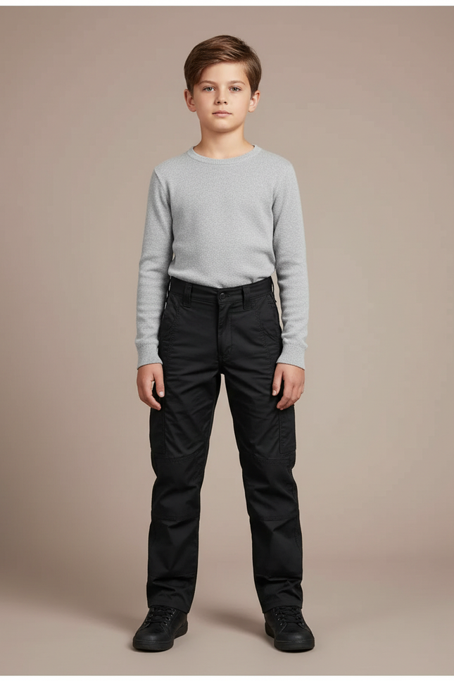 Pantalon Cargo Noir Enfant Multipoches Coton