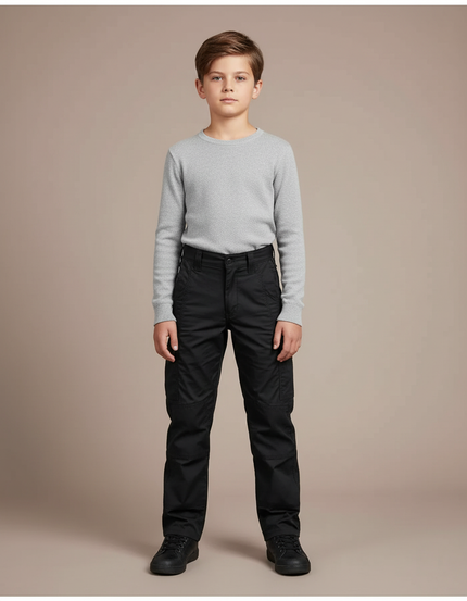 Pantalon Cargo Noir Enfant Multipoches Coton